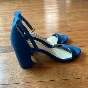 Navy Blue Suede Block Heels, size 6